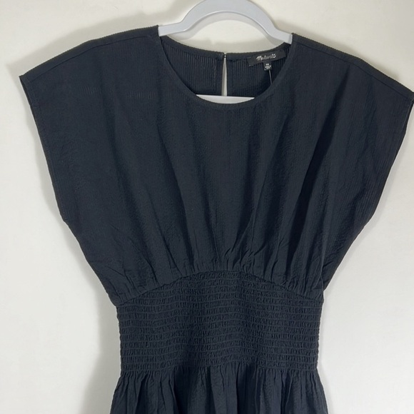 Madewell Black Midi Dress with Smocked Waist - Picture 10 of 13